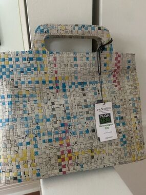 Recycled Newspaper Weave Tote Bag in Multicolor